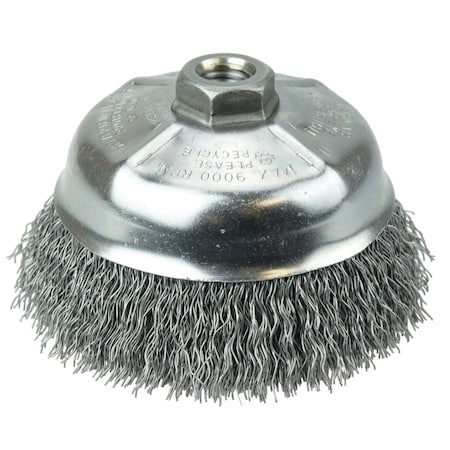 Weiler 5" Crimped Wire Cup Brush .020" Steel Fill 5/8"-11 UNC Nut 14216